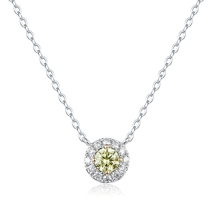 18K White Gold Round Diamond Necklace,Diamond Flower Necklace For Wife Girlfriend Ladies Women etc