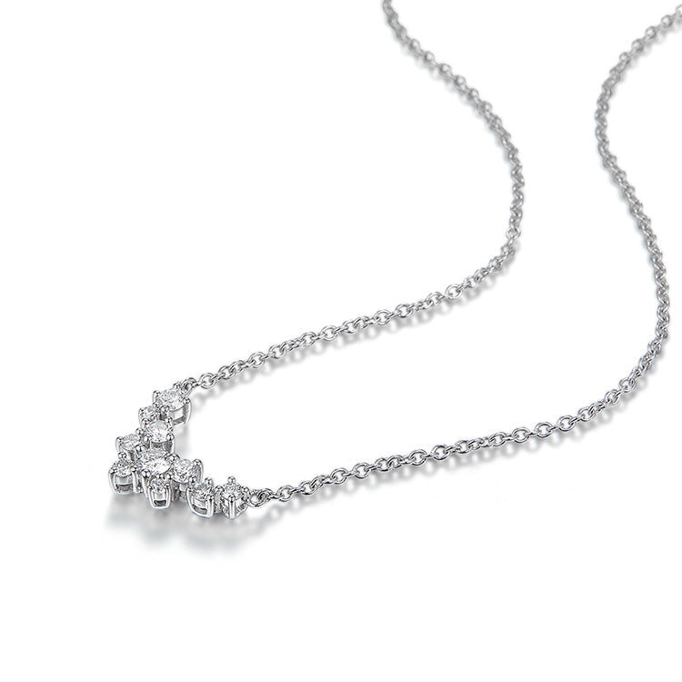 18K white Gold Round Diamond Necklace, Iris Necklace, Diamond Flower Necklace For Wife Girlfriend Ladies Women  etc.