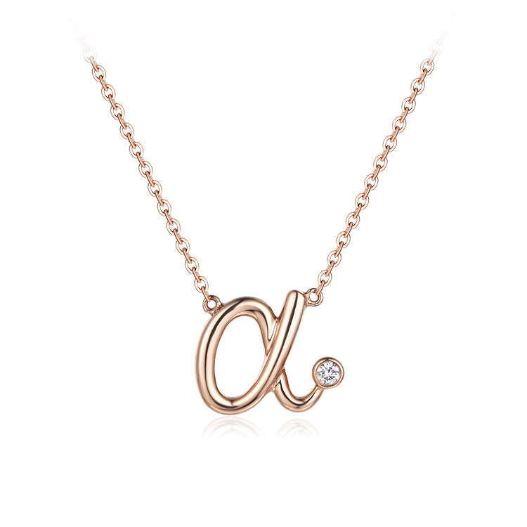 18K Rose Gold letter Diamond Necklace, A letter Diamond Necklace, Ladies Diamond Necklace For Wife Girlfriend Ladies Women etc.