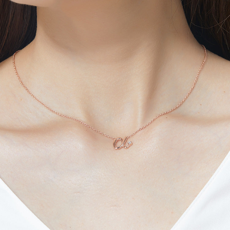 18K Rose Gold letter Diamond Necklace, A letter Diamond Necklace, Ladies Diamond Necklace For Wife Girlfriend Ladies Women etc.