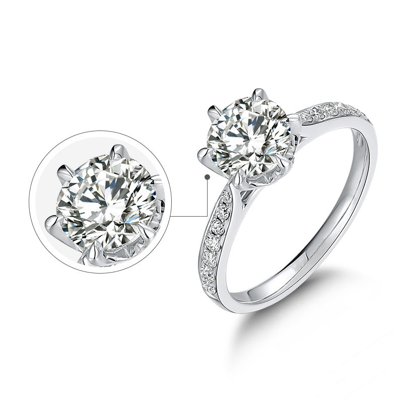 18K White Gold Delicate Diamond Rings,Solitaire Diamond Ring,Round Diamond Rings,Synthetic Diamond Rings