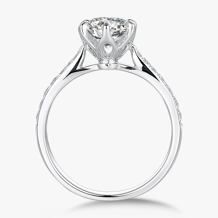 18K White Gold Delicate Diamond Rings,Solitaire Diamond Ring,Round Diamond Rings,Synthetic Diamond Rings